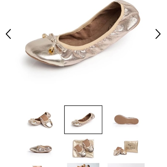 Talaria Gold Foldable Ballet Flats - Picture 3 of 10